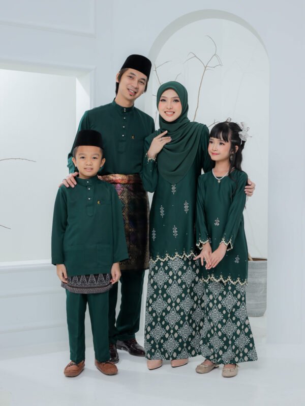 SET FAMILY KURUNG ALIYA EMERALD GREEN
