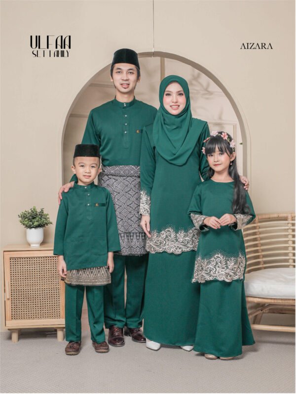 SET FAMILY KURUNG ULFAA EMERALD GREEN